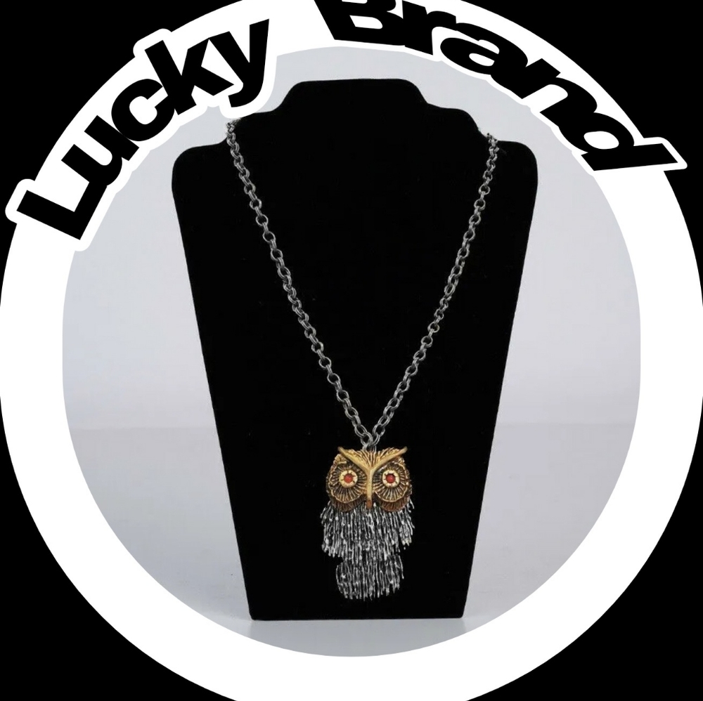 Lucky Brand XL Shaky Owl Necklace New 24"L Rare